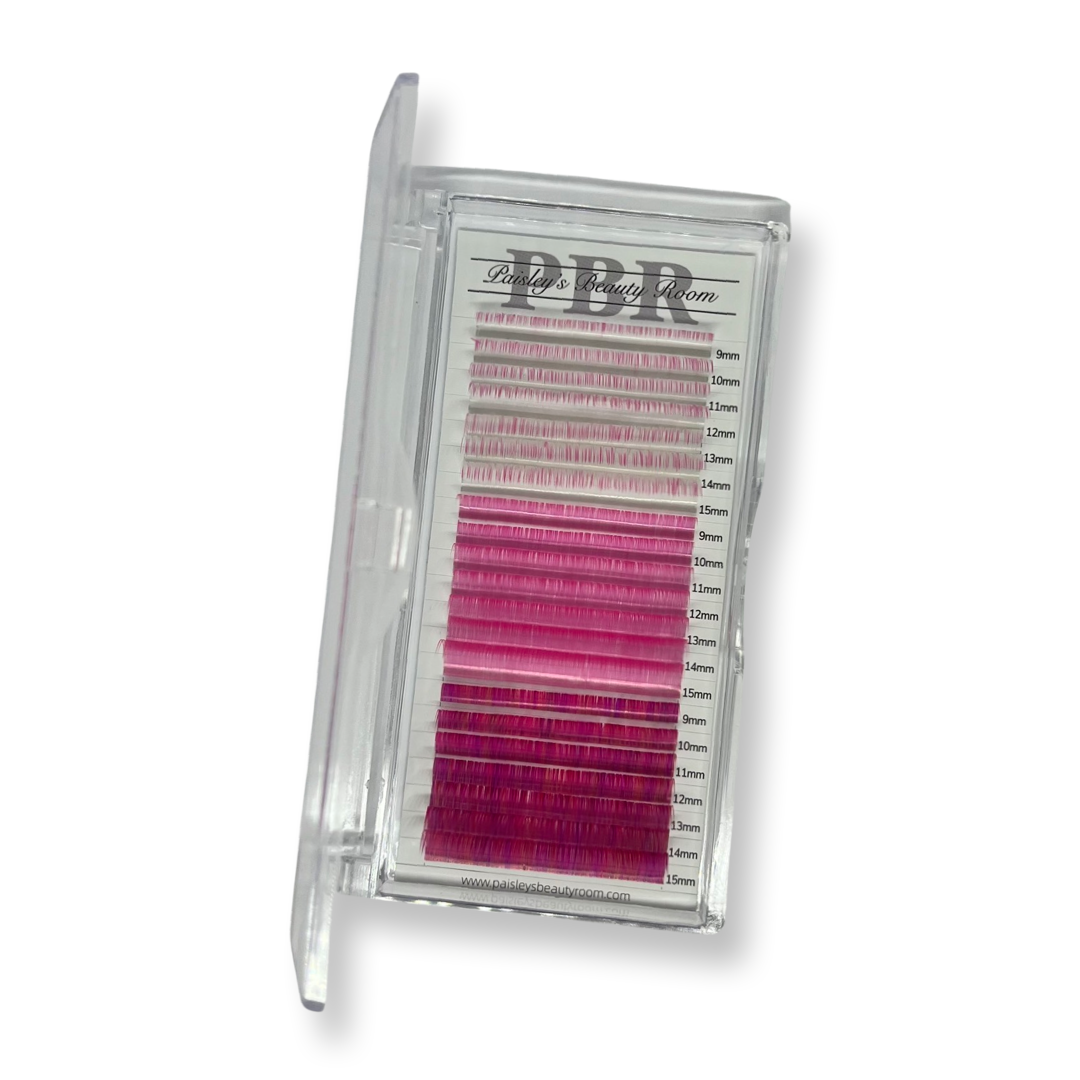 PBR coloured 0.05 curl regular fanning lash extensions - 21 rows - Paisleys Beauty Room