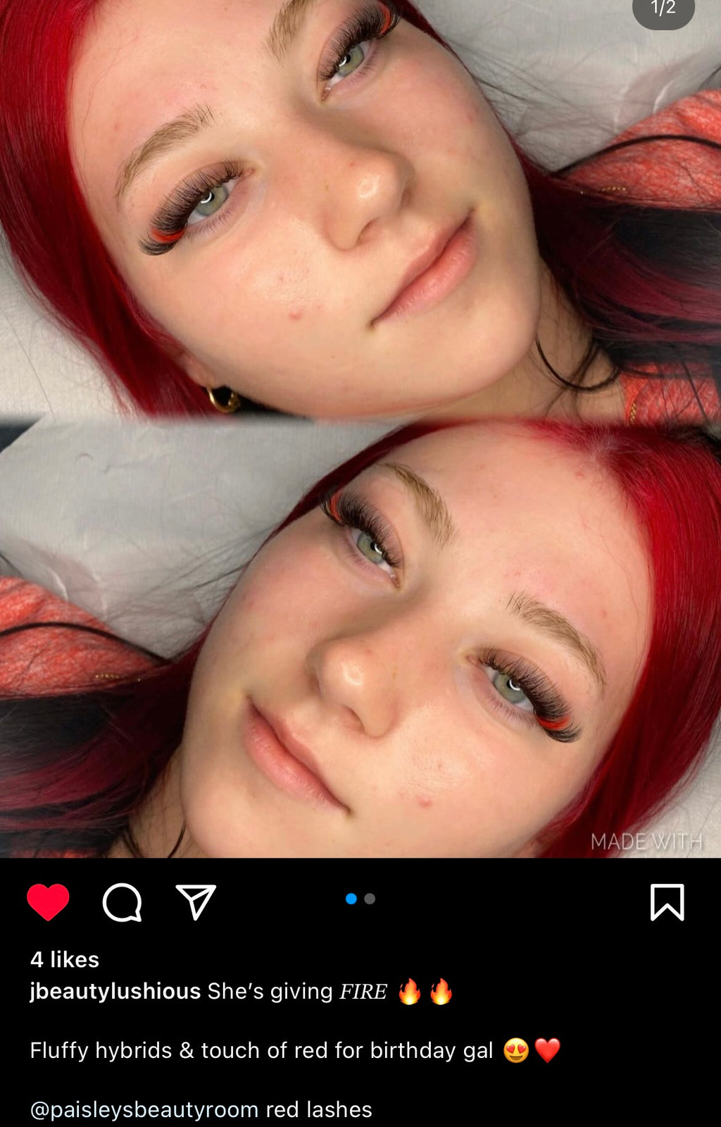 PBR coloured 0.05  curl regular fanning lash extensions - 21 rows - Paisleys Beauty Room