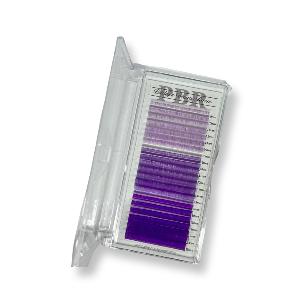 PBR coloured 0.05  curl regular fanning lash extensions - 21 rows - Paisleys Beauty Room